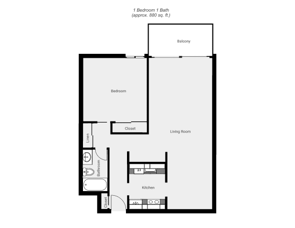 a floor plan of a unit with a bedroom and a living room