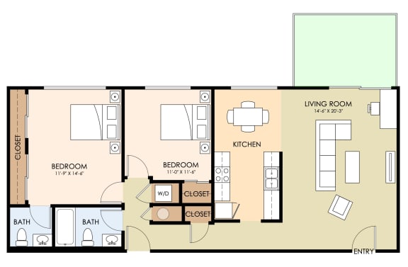 a floor plan of a living room with a bedroom and a bathroom