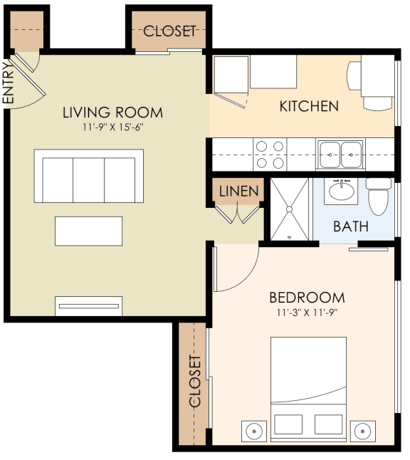 a floor plan of a small house with bedrooms and a living room