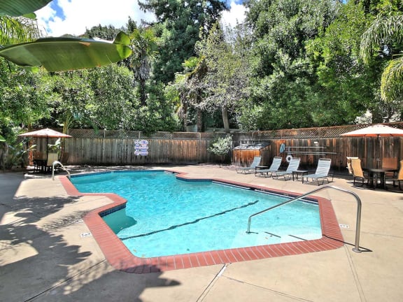 Swimming Pool side sundeck at Ambassador, San Mateo, California