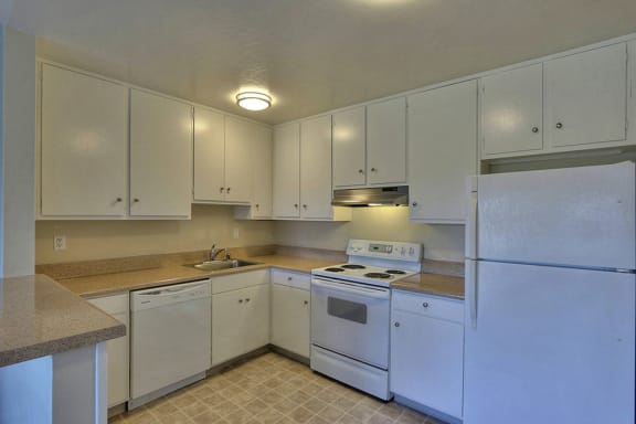 Kitchen with cabinets at Hamilton, California, 95130