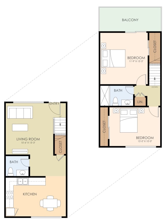 Floor Plan  2BR Townhouse