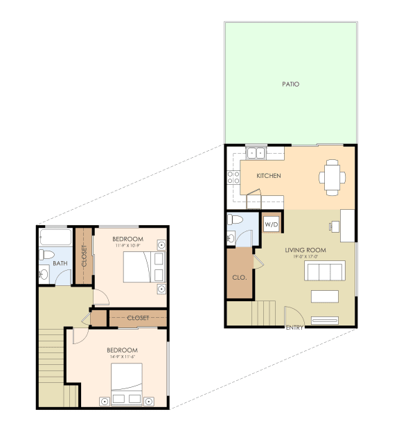 2 Bed 1.5 Bath Townhouse