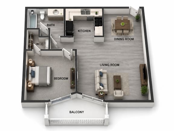 Floor Plan  A 3D rendered image of a house layout with labeled rooms.
