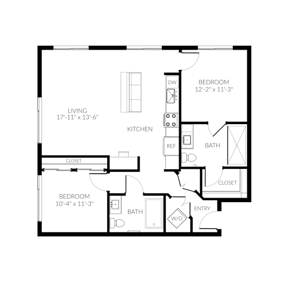 A black and white image of a floor plan for a home.