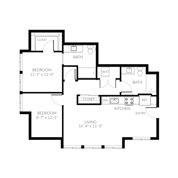 A black and white image of a floor plan for a house.