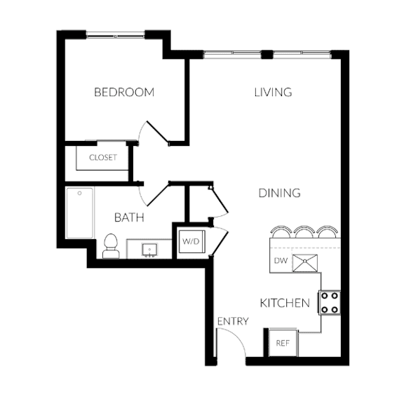 Floor Plan  A black and white diagram of a house layout with labeled rooms.