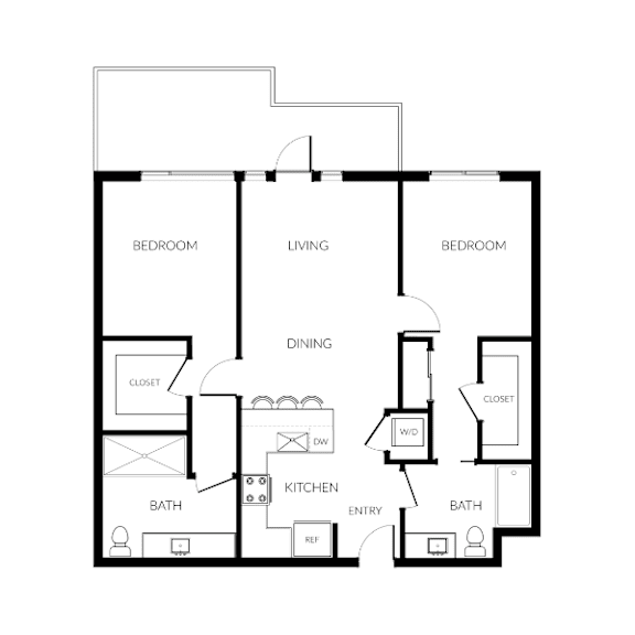 Floor Plan  A black and white image of a house floor plan with labeled rooms.