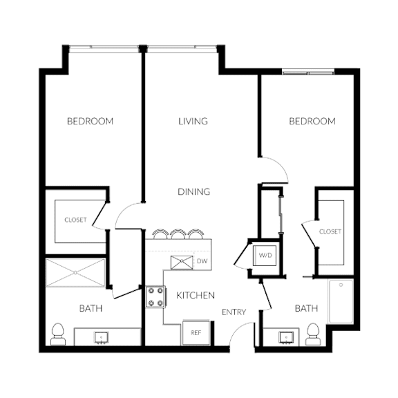 Floor Plan  A black and white image of a house floor plan with labeled rooms.