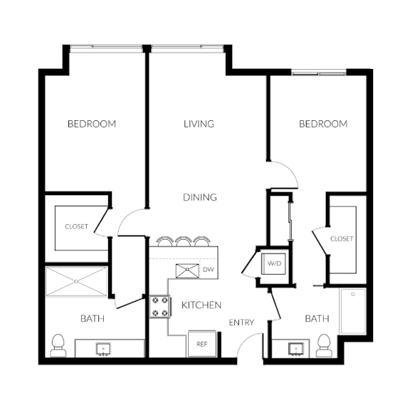 Floor Plan  A black and white image of a house floor plan with labeled rooms.