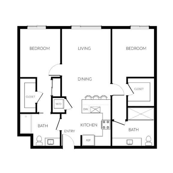 Floor Plan  A black and white image of a house floor plan with labeled rooms.