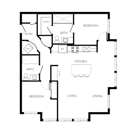 Floor Plan  A black and white image of a floor plan for a house.
