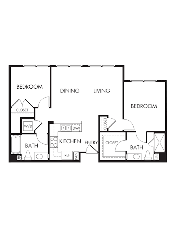 A black and white image of a floor plan for a house.