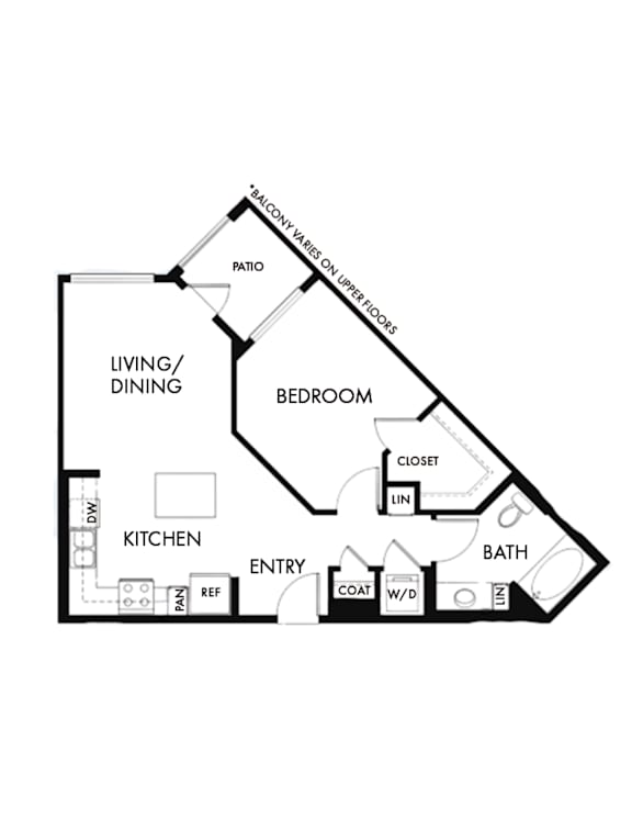 A simple black and white drawing of a house layout.
