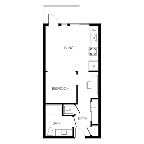 Floor Plan  A black and white drawing of a floor plan of a bedroom.