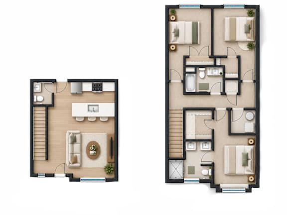 Two images of a floor plan of a house.