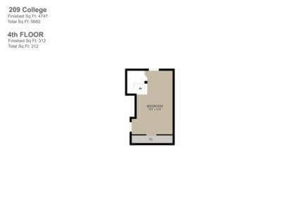 A floor plan for the 4th floor of a building at 209 College.
