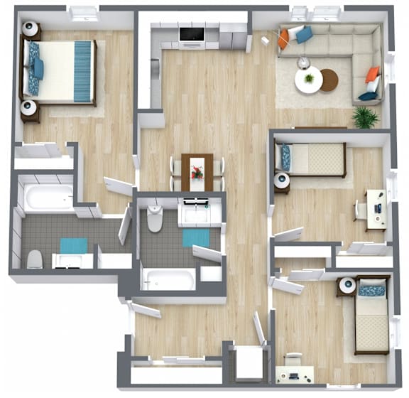 3 Bed Floorplan at Altaire at Jackson Park, Seattle, WA, 98125