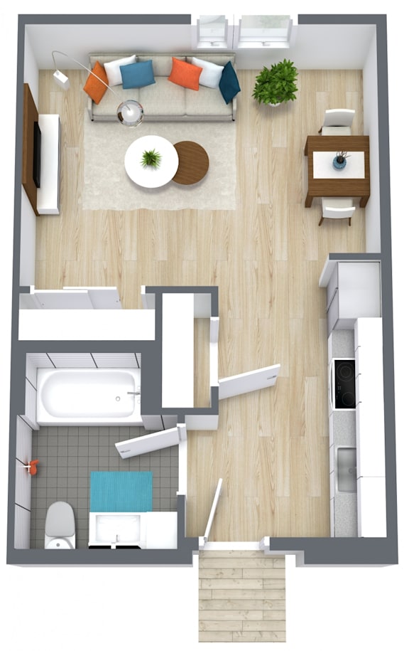 Studio floorplan at Altaire at Jackson Park, Seattle, 98125