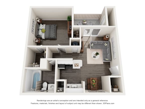a 3d floor plan of a 2100 sq ft apartment