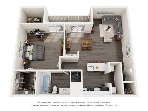 a 1 bedroom floorplan is shown in this illustration