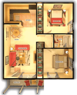 2 Bedroom 2 Bath Floor Plan at Maplehurst Apartments, Knoxville, TN 37902