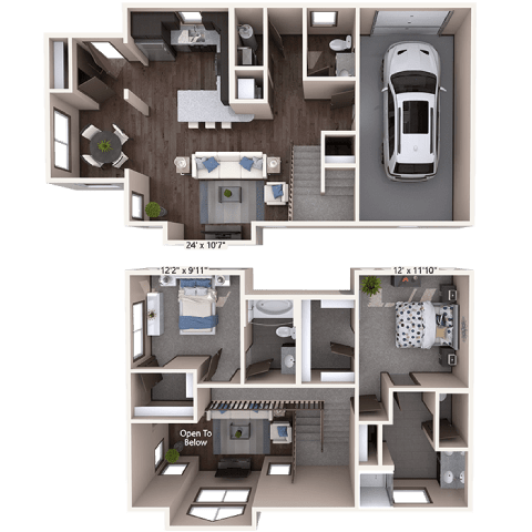 A diagram shows the layout of a two-bedroom apartment.