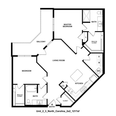 A black and white image of a floor plan for a home.