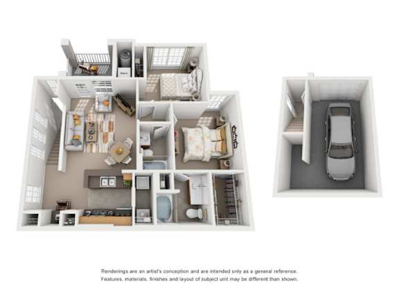 A series of images showing different views of a small apartment layout.