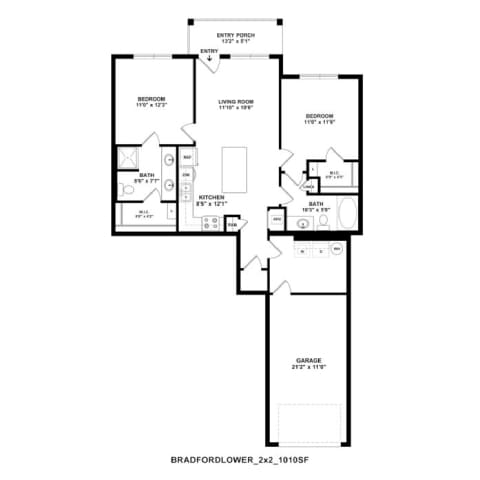 A black and white floor plan of a house with labeled rooms.
