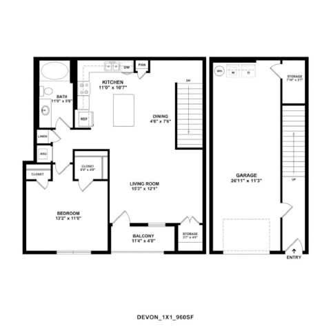 A black and white floor plan of a house layout.