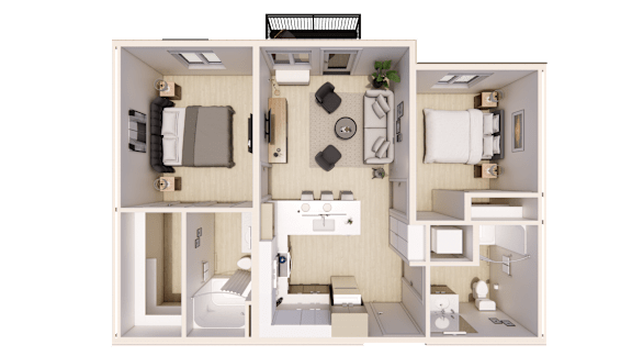 A detailed floor plan of a compact living space.