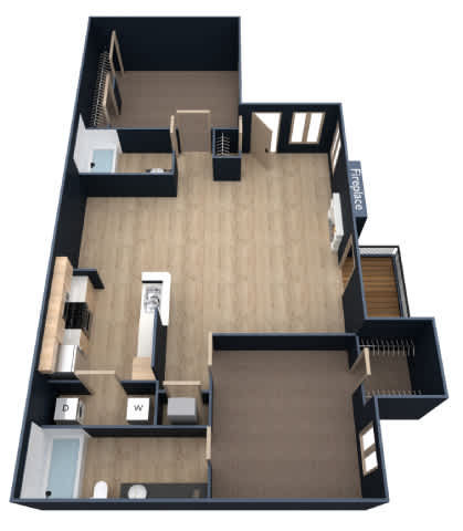 A top-down view of a house layout with labeled rooms.