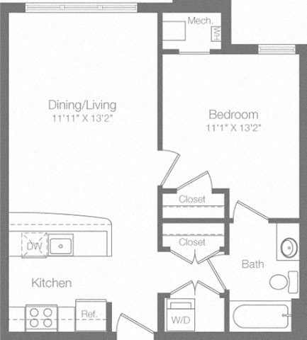 1A Floor Plan at The Atrium, Washington, DC 20019