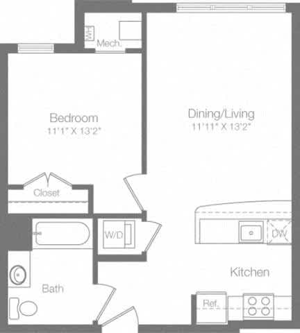 1C Floor Plan at The Atrium, Washington, DC 20019