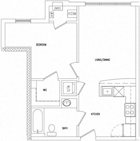 1H Floor Plan at The Atrium, Washington, DC 20019