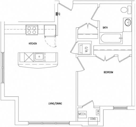 1J Floor Plan at The Atrium, Washington, DC 20019