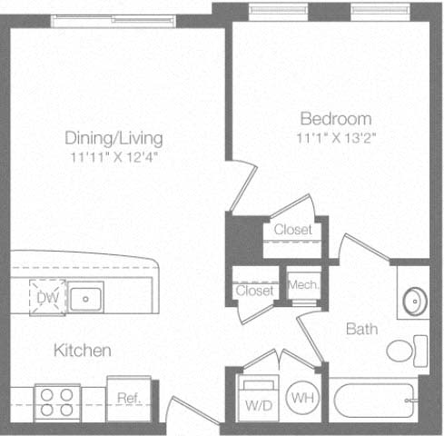 1N Floor Plan at The Atrium, Washington, DC 20019