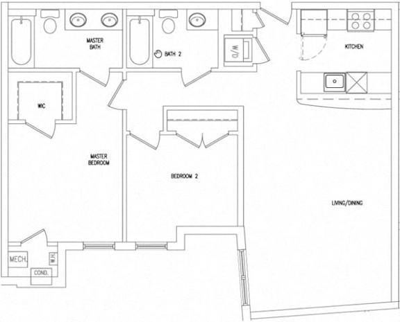 2J Floor Plan at The Atrium, Washington, DC, 20019