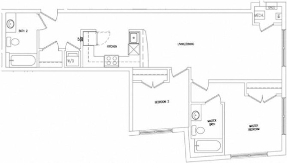 2K Floor Plan at The Atrium, Washington, DC, 20019