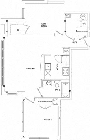 2T Floor Plan at The Atrium, Washington