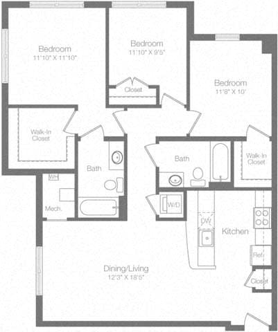 3C Floor Plan at The Atrium, Washington