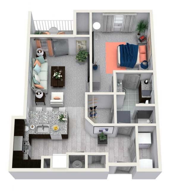 1 Bedroom 1 Bath 734 sqft A7 Floor Plan Floor Plan 1 Bedroom 1 Bath 734 sqft A7 Floor Plan at The Cliftwood, Sandy Springs, Georgia