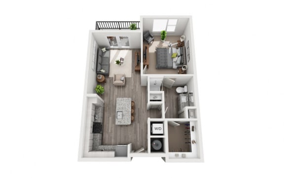1 Bedroom 1 Bath 732 sqft (A2) Floor Plan Floor Plan 1 Bedroom 1 Bath 732 sqft (A2) Floor Plan at The Ellis, Savannah, 31404