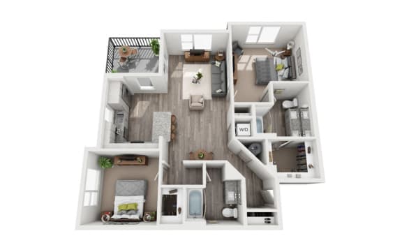 2 Bedroom 2 Bath 1139 sqft (B2) Floor Plan Floor Plan 2 Bedroom 2 Bath 1139 sqft (B2) Floor Plan at The Ellis, Savannah, 31404