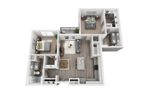 2 Bedroom 2 Bath 1128 sqft (B3) Floor Plan Floor Plan 2 Bedroom 2 Bath 1128 sqft (B3) Floor Plan at The Ellis, Savannah, Georgia