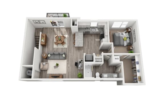 1 Bedroom 1 Bath 965 sqft (CH2) Floor Plan Floor Plan 1 Bedroom 1 Bath 965 sqft (CH2) Floor Plan at The Ellis, Georgia