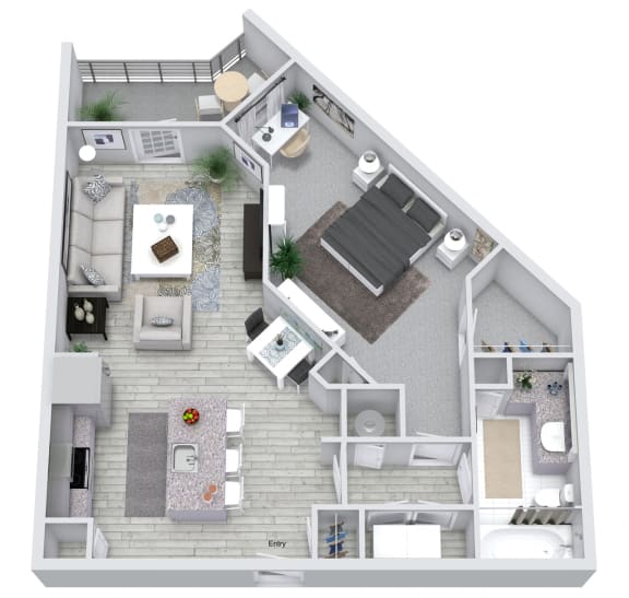 1 Bedroom 1 Bath 749 sqft (A2) Floorplan at NorthPointe, Greenville