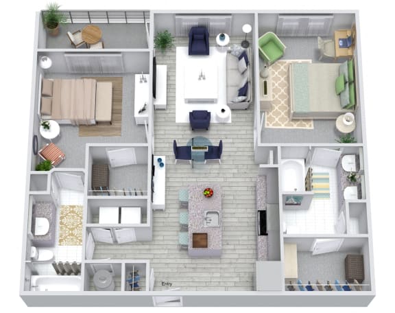 2 bed 2 bath floorplan 2 bed 2 bath floorplan, at NorthPointe, Greenville, 29601