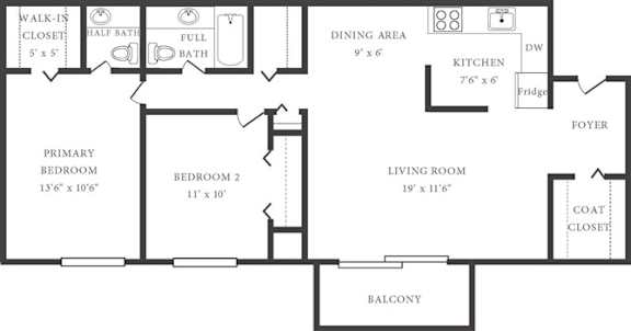 A black and white image of a floor plan for a house.